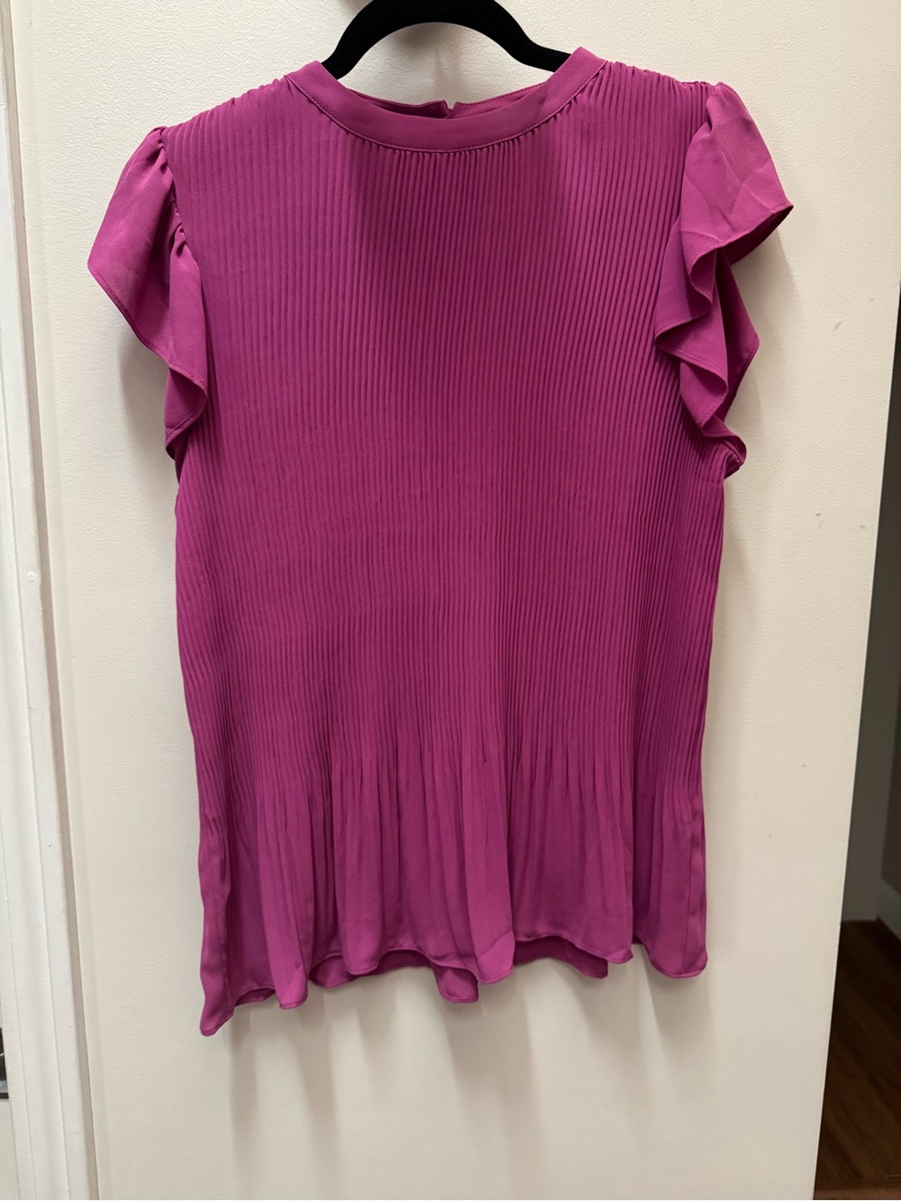 Ann Taylor Pleated Flutter Sleeve Top - Magenta